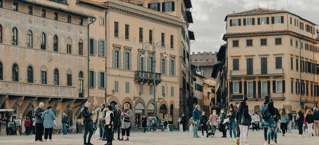 Pedestrians walking in Florence