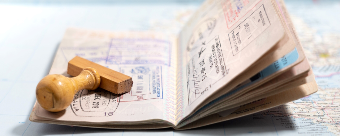 Passport with a stamp stock image